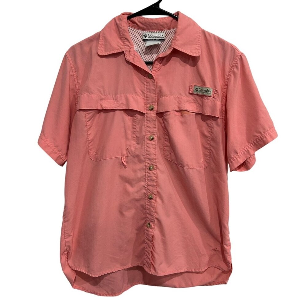 Columbia Womens Coral Nylon Button-Up Vented Shirt Sz XS